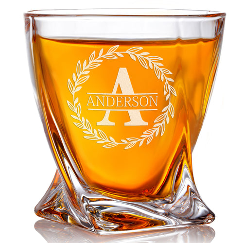 Personalized Twisted Whiskey Glass – Custom Engraved Gift for Men • Frolk