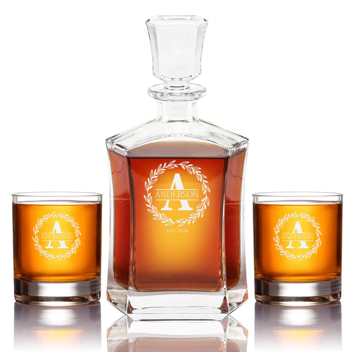 Personalized Old Fashioned Sleek Whiskey Decanter – Engraved Luxury Gift for Men • Frolk