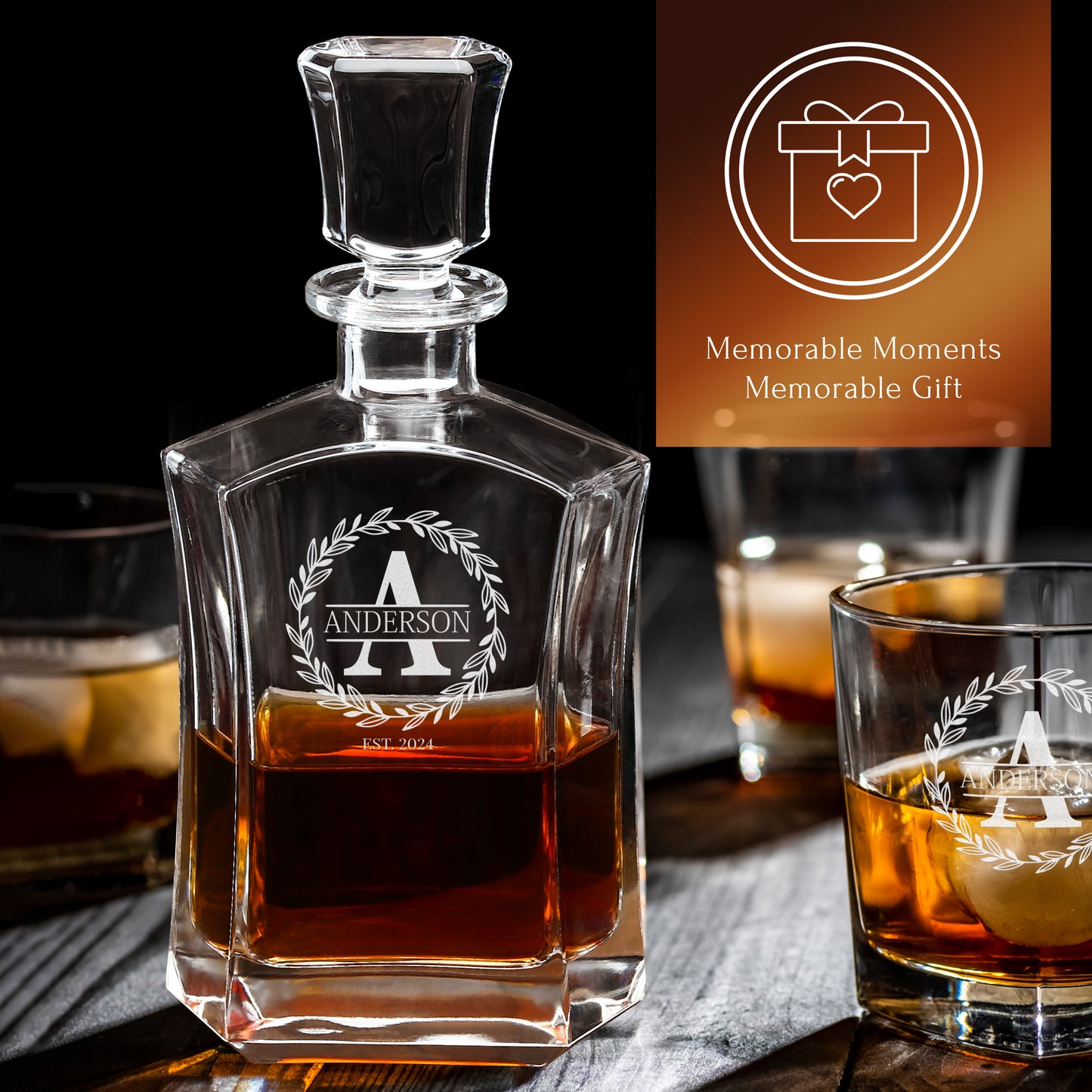 Old Fashioned Whiskey Set — Decanter + 2 Glasses product image