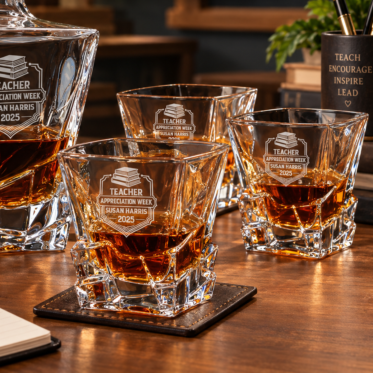 Education Company Gifts – Rocks Decanter Set with 4 Glasses & Wooden Box product image