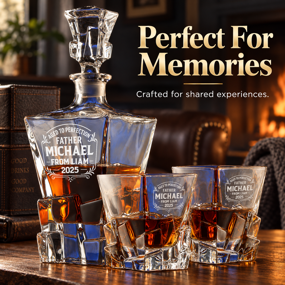 Gift for Father – Rocks Decanter Set with 4 Glasses & Wooden Box product image