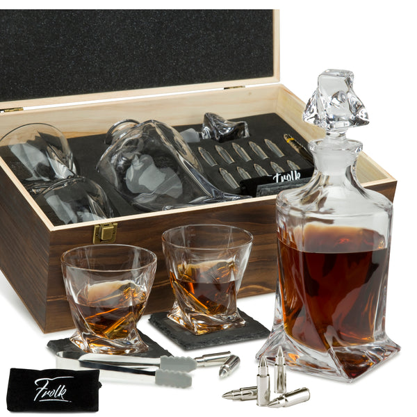 Luxurious Bar Gift Set - 2 Whiskey Glasses + 10 Bullets Chilling