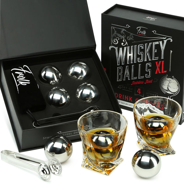  4 Sets Golf Ball Whiskey Chillers Glass Whiskey Rocks with  Pouch Chilling Rocks Whiskey Rocks Valentine's Day Gift Set for Men  Reusable Bourbon Balls for Chilling Bar Accessories (1.97 Inch): Home