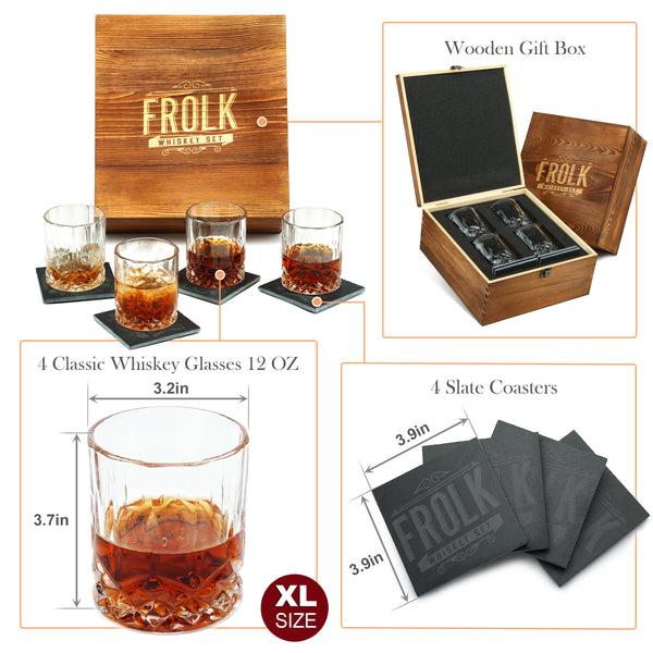 Whiskey 4 Twisted Glasses Premium Gift Set - Frolk Bar Gift Sets