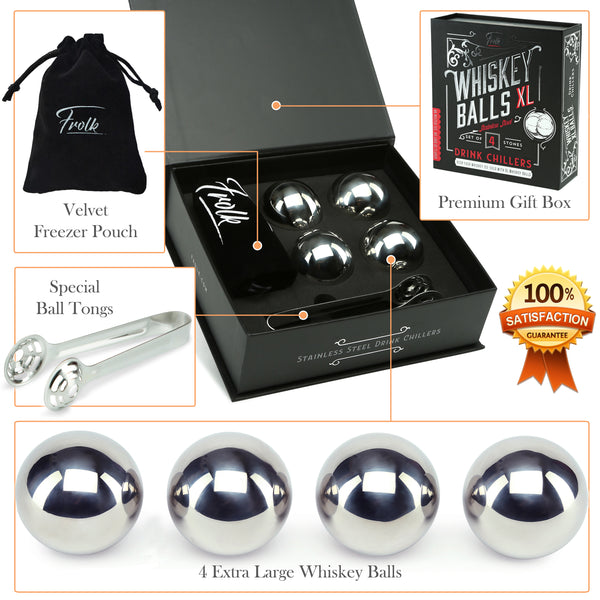 Whiskey Stones Gift Set- White Elephant Gifts Set for Men, Perfect for  Christmas Stainless Steel For Bourbon By Cold As Ball 