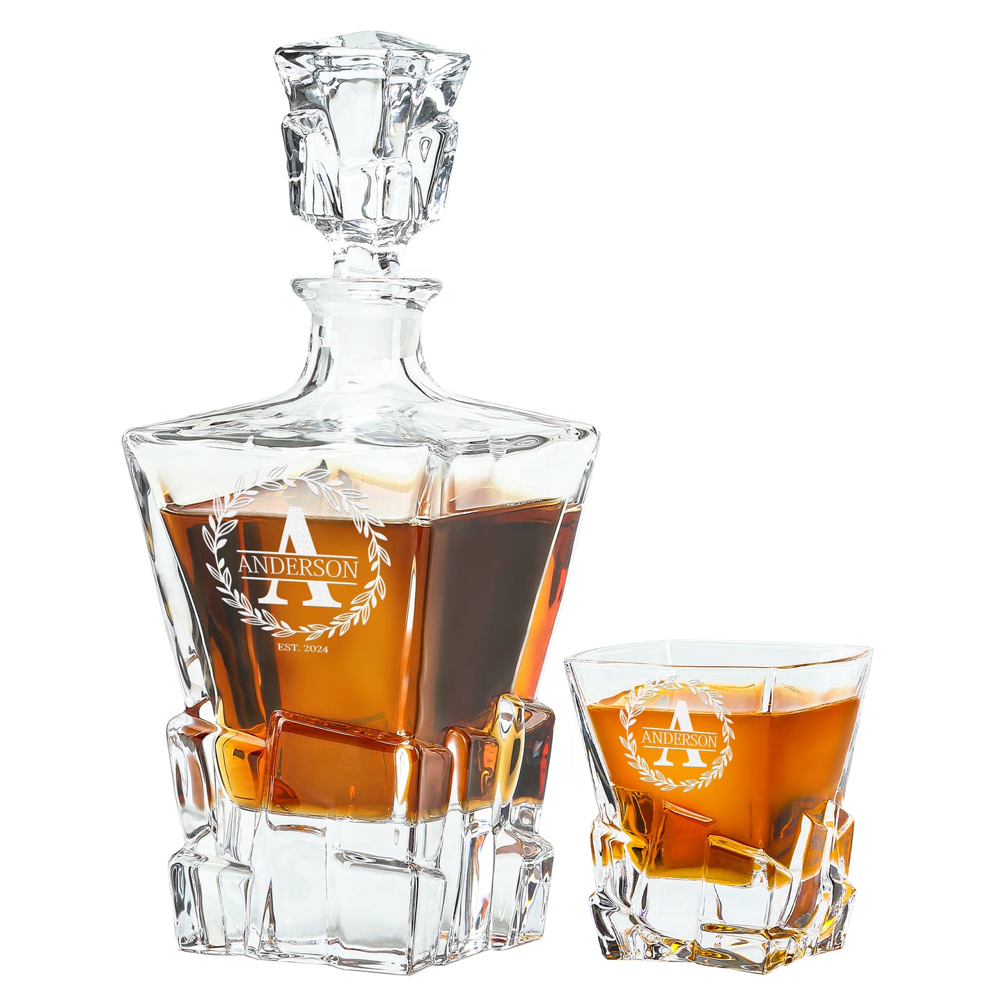 Stone Cut Whiskey Set — Decanter + 1 Glass product image