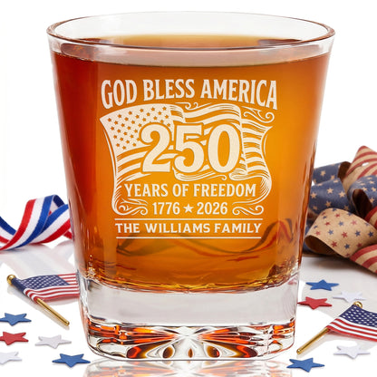 Personalized USA 250th Anniversary Classic Whiskey Glasses — Set of 1, 2, 4 or 6