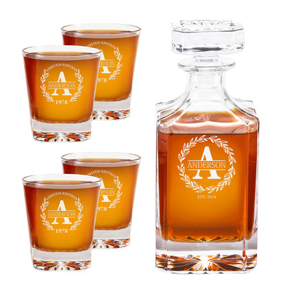 Classic Whiskey Set — Decanter + 4 Glasses