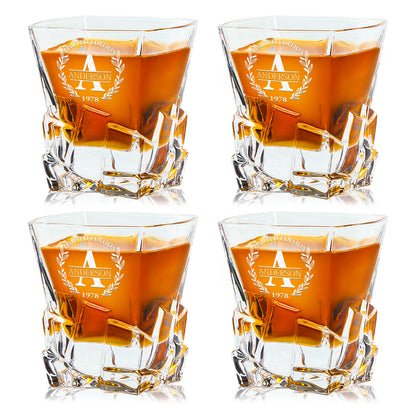 Stone Cut Whiskey Glasses — Set of  4