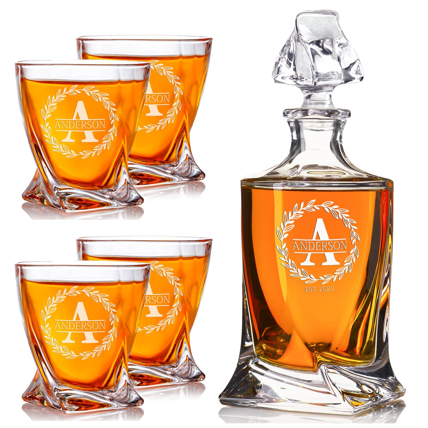 Twisted Whiskey Set — Decanter + 4 Glasses product image
