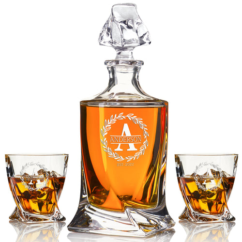 Personalized Twisted Whiskey Decanter – Engraved Luxury Gift for Men • Frolk