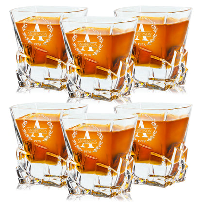 Stone Cut Whiskey Glasses — Set of 6