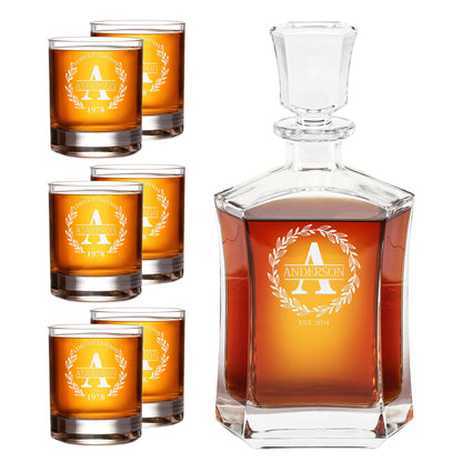 Old Fashioned Whiskey Set — Decanter + 6 Glasses