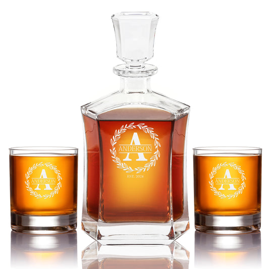 Old Fashioned Whiskey Set — Decanter + 2 Glasses