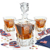 Personalized USA 250th Anniversary Stone Cut Whiskey Decanter with Optional Matching Glasses