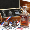 Personalized USA 250th Anniversary Old Fashioned Frolk Whiskey Gift Set — Decanter, 2 Glasses, Premium Wooden Box