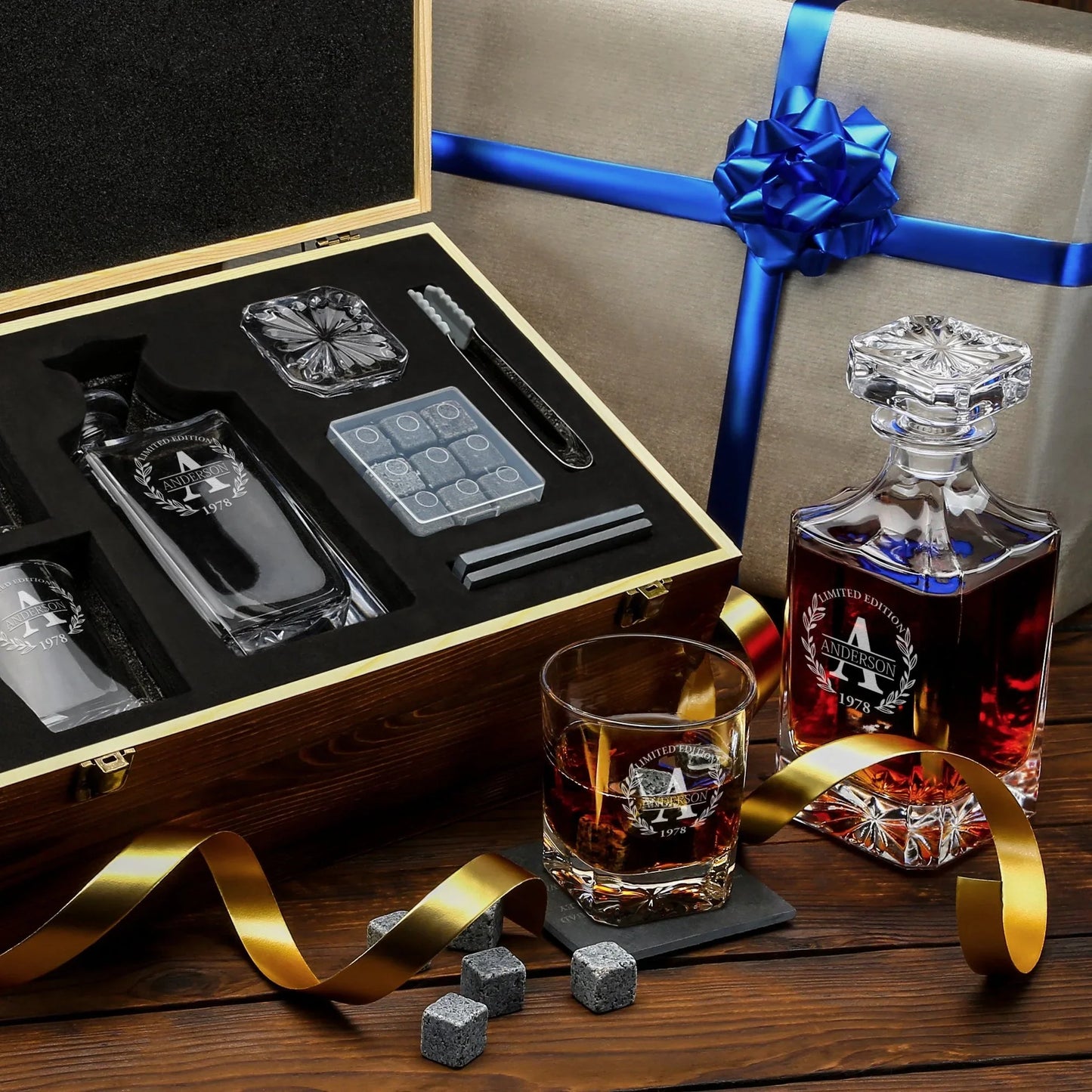 Classic Frolk Whiskey Gift Set — Decanter, 2 Glasses, Premium Wooden Box product image