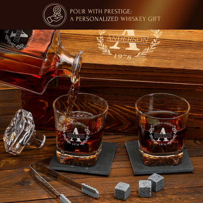 Classic Frolk Whiskey Gift Set — Decanter, 2 Glasses, Premium Wooden Box