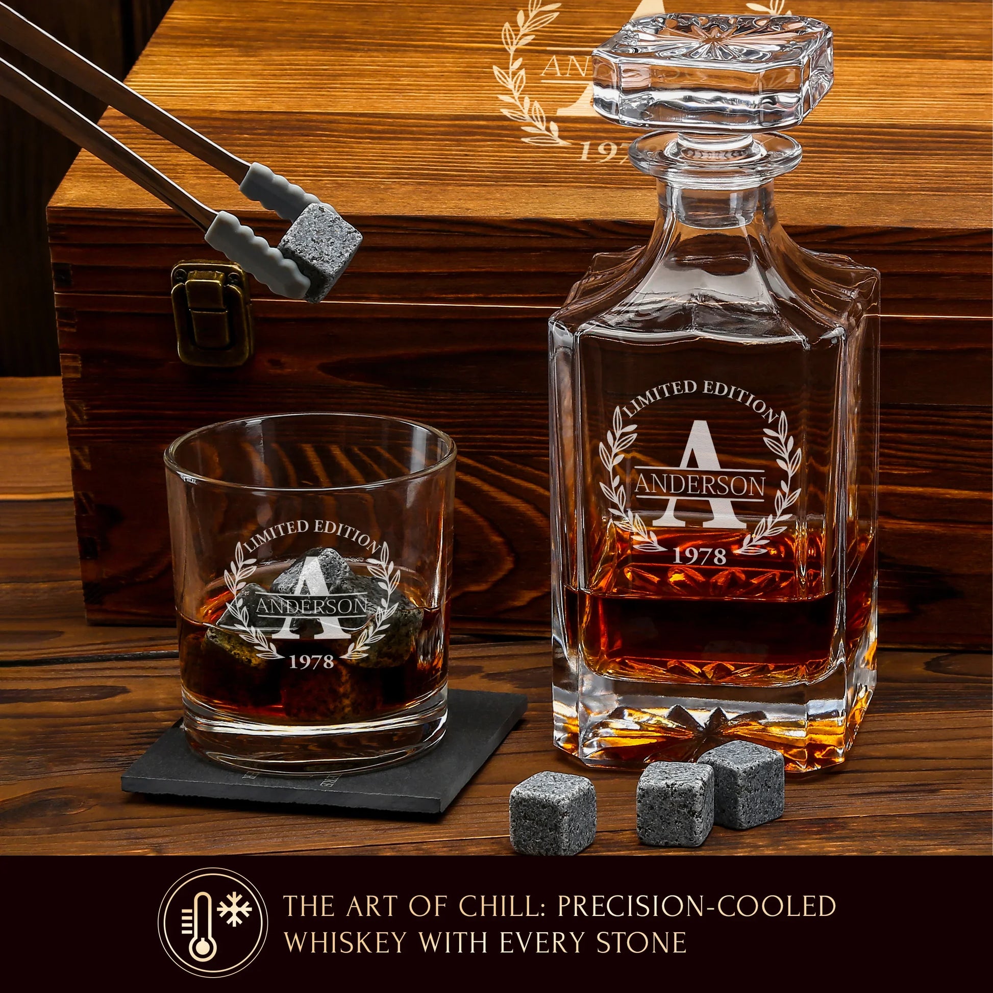 Classic Frolk Whiskey Gift Set — Decanter, 2 Glasses, Premium Wooden Box
