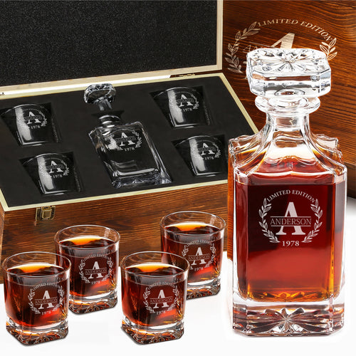 Personalized Classic Whiskey Decanter & Glasses Set – Luxury Engraved Gift for Men • Frolk