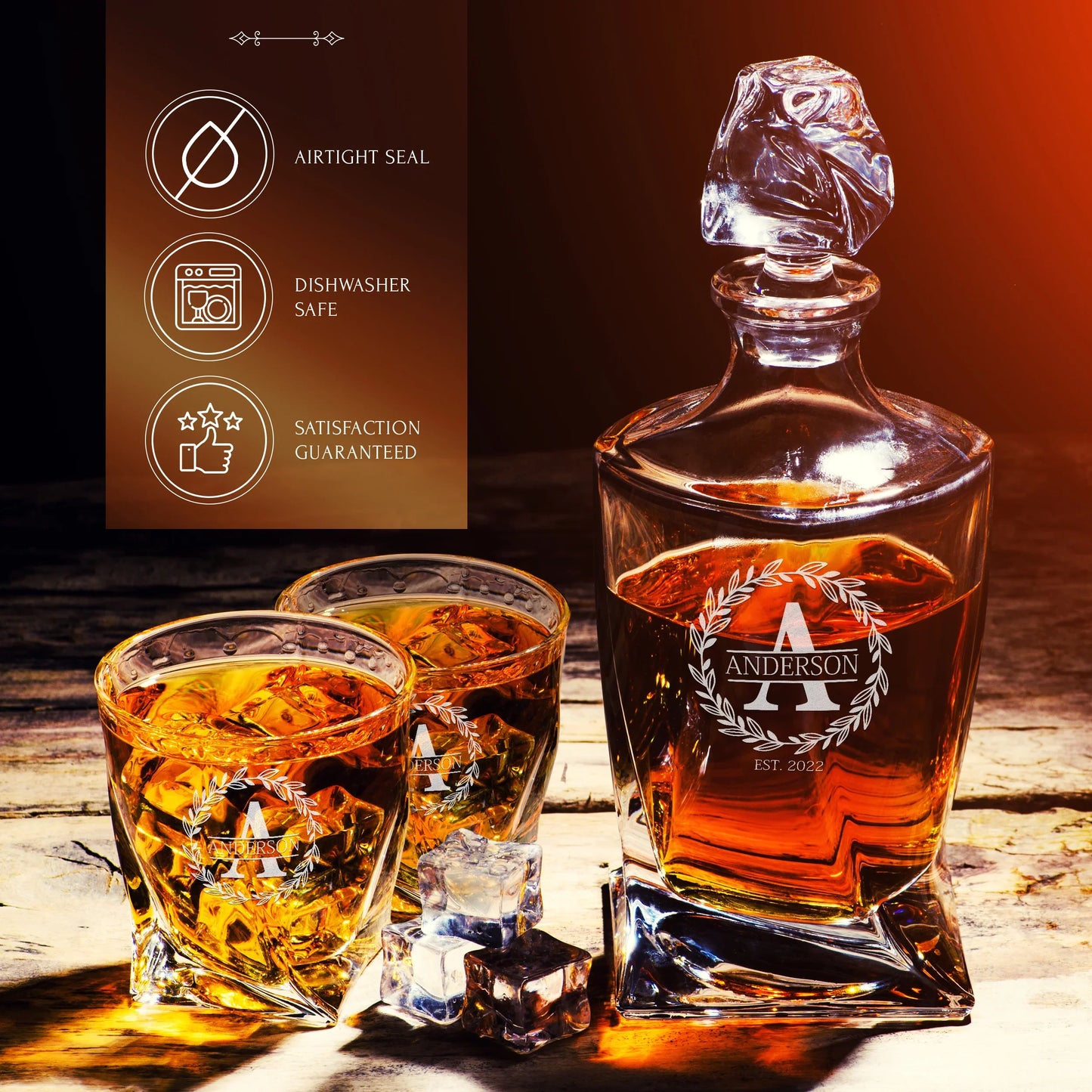 Twisted Whiskey Set — Decanter + 4 Glasses product image