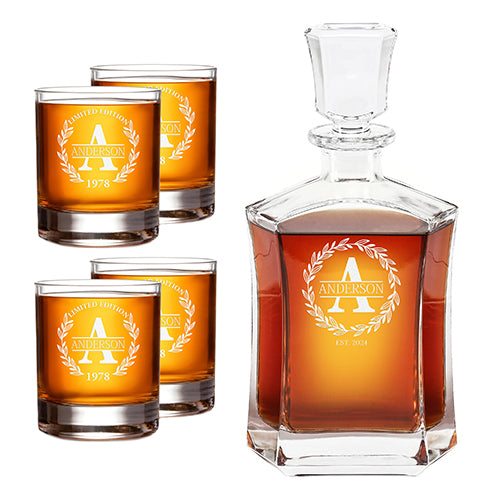 Heritage Whiskey Set — Decanter + 4 Glasses