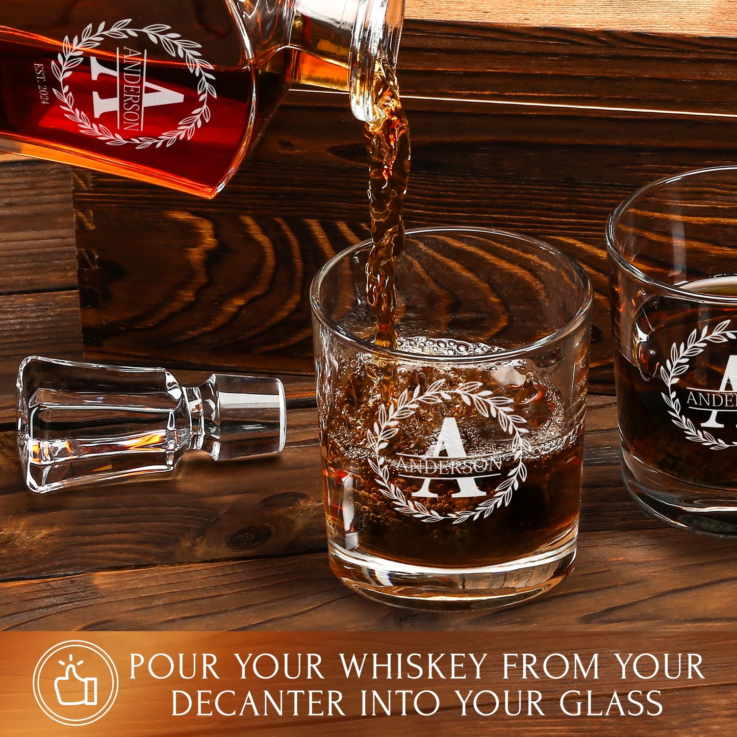Old Fashioned Whiskey Set — Decanter + 2 Glasses product image