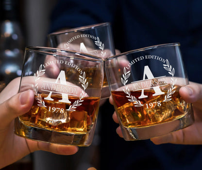 Old Fashioned Frolk Whiskey Gift Set — Decanter, 4 Glasses, Premium Wooden Box