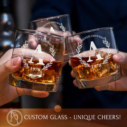 Old Fashioned Frolk Whiskey Gift Set — Decanter, 2 Glasses, Premium Wooden Box