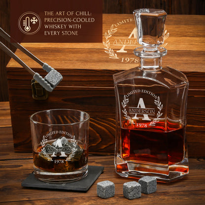 Old Fashioned Frolk Whiskey Gift Set — Decanter, 2 Glasses, Premium Wooden Box