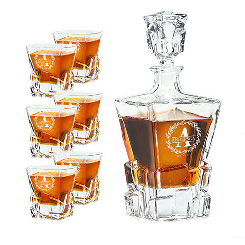 Bold Whiskey Set — Decanter + 6 Glasses
