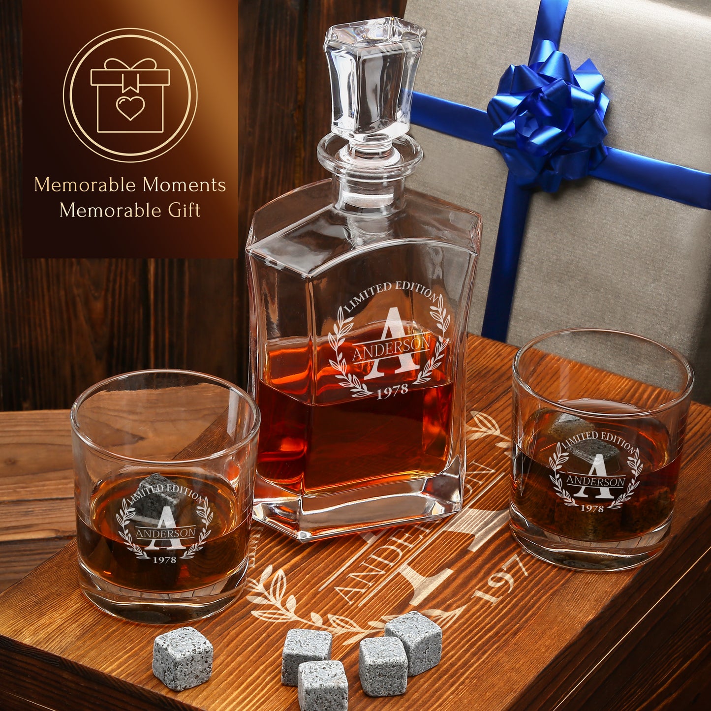 Old Fashioned Frolk Whiskey Gift Set — Decanter, 2 Glasses, Premium Wooden Box product image