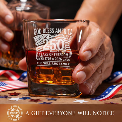 Personalized USA 250th Anniversary Classic Whiskey Glasses — Set of 1, 2, 4 or 6