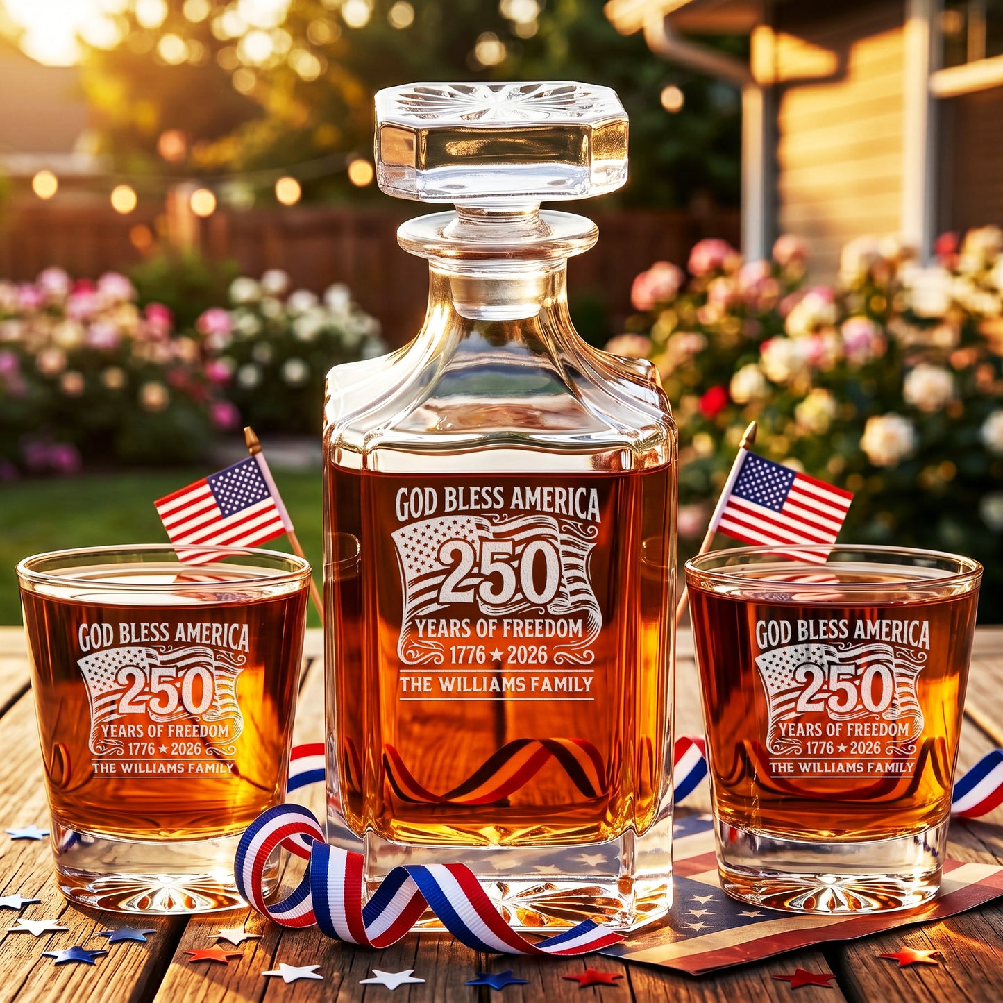 Personalized USA 250th Anniversary Classic Whiskey Glasses — Set of 1, 2, 4 or 6 product image