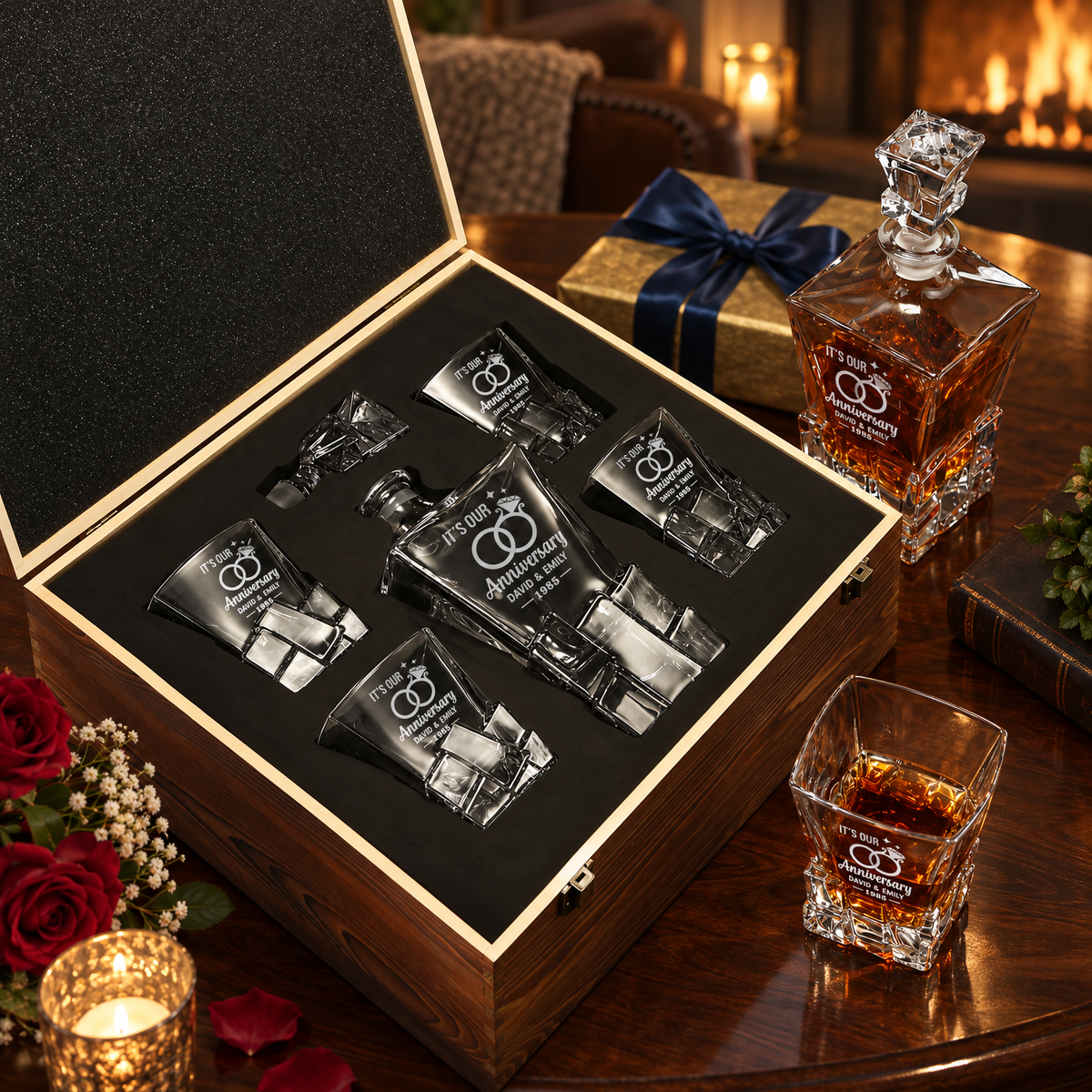 Personalized anniversary Rocks whiskey gift set – image 04
