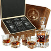 Stone Cut Frolk Whiskey Gift Set — Decanter, 4 Glasses, Premium Wooden Box