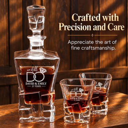 Anniversary Gift – Rocks Decanter Set with 2 Glasses, 8 Whiskey Cubes & Wooden Box – image 14