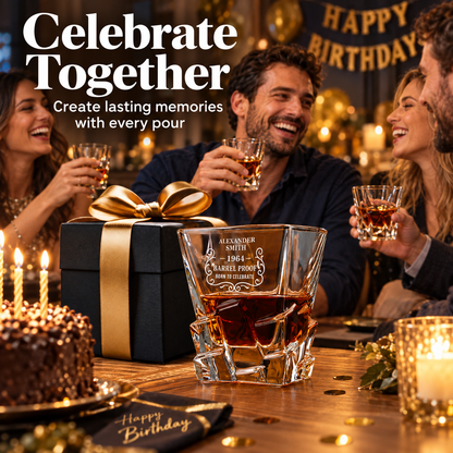 Birthday Gift – Rocks Decanter Set with 2 Glasses, 8 Whiskey Cubes & Wooden Box – image 05