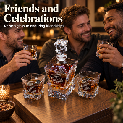 Birthday Gift – Rocks Decanter Set with 2 Glasses, 8 Whiskey Cubes & Wooden Box – image 09