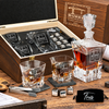 Construction Company Gifts – Rocks Decanter Set with 2 Glasses, 8 Whiskey Cubes & Wooden Box