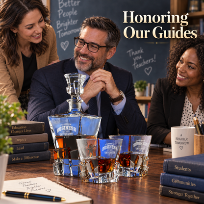 Education Company Gifts – Rocks Decanter Set with 2 Glasses, 8 Whiskey Cubes & Wooden Box – image 07