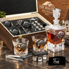 Real Estate Company Gifts – Rocks Decanter Set with 2 Glasses, 8 Whiskey Cubes & Wooden Box