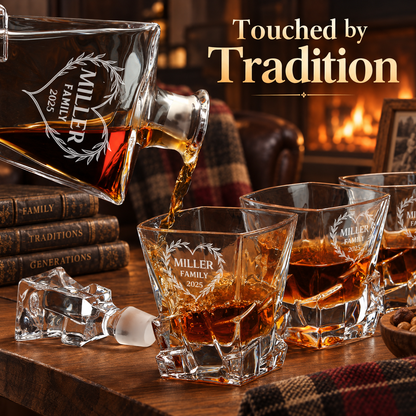 Family Gift – Rocks Decanter Set with 2 Glasses, 8 Whiskey Cubes & Wooden Box – image 16