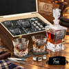 Gift for Father – Rocks Decanter Set with 2 Glasses, 8 Whiskey Cubes & Wooden Box