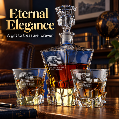 Gift for Father – Rocks Decanter Set with 2 Glasses, 8 Whiskey Cubes & Wooden Box – image 20