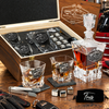 Gift for Car & Motorcycle Enthusiasts – Rocks Decanter Set with 2 Glasses, 8 Whiskey Cubes & Wooden Box