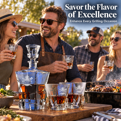 Gift for Grillmasters – Rocks Decanter Set with 2 Glasses, 8 Whiskey Cubes & Wooden Box – image 07
