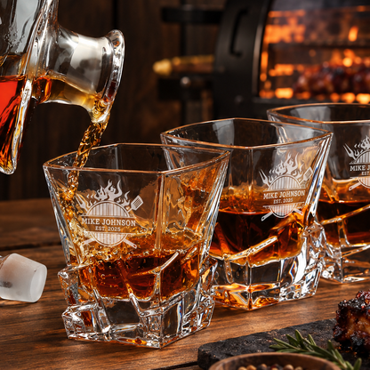 Gift for Grillmasters – Rocks Decanter Set with 2 Glasses, 8 Whiskey Cubes & Wooden Box – image 16