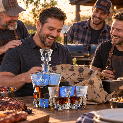 Gift for Grillmasters – Rocks Decanter Set with 2 Glasses, 8 Whiskey Cubes & Wooden Box – image 17