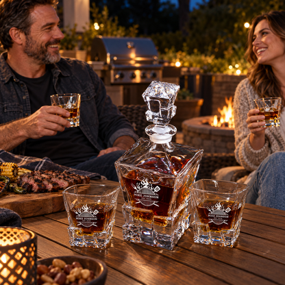 Gift for Grillmasters – Rocks Decanter Set with 2 Glasses, 8 Whiskey Cubes & Wooden Box – image 19